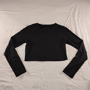 CRZ YOGA Womens Long Sleeve Crop Workout Top Size Small Black